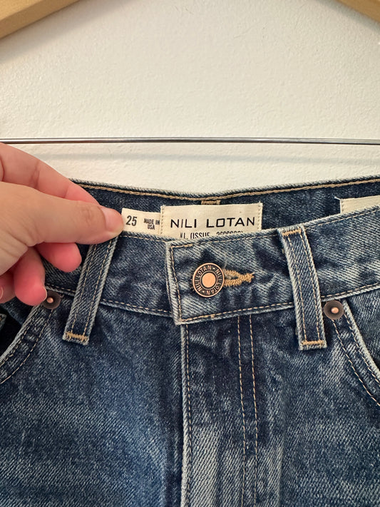 Nili Lotan Yoann Blue Denim Women's Shorts in Simon Wash - Size 25