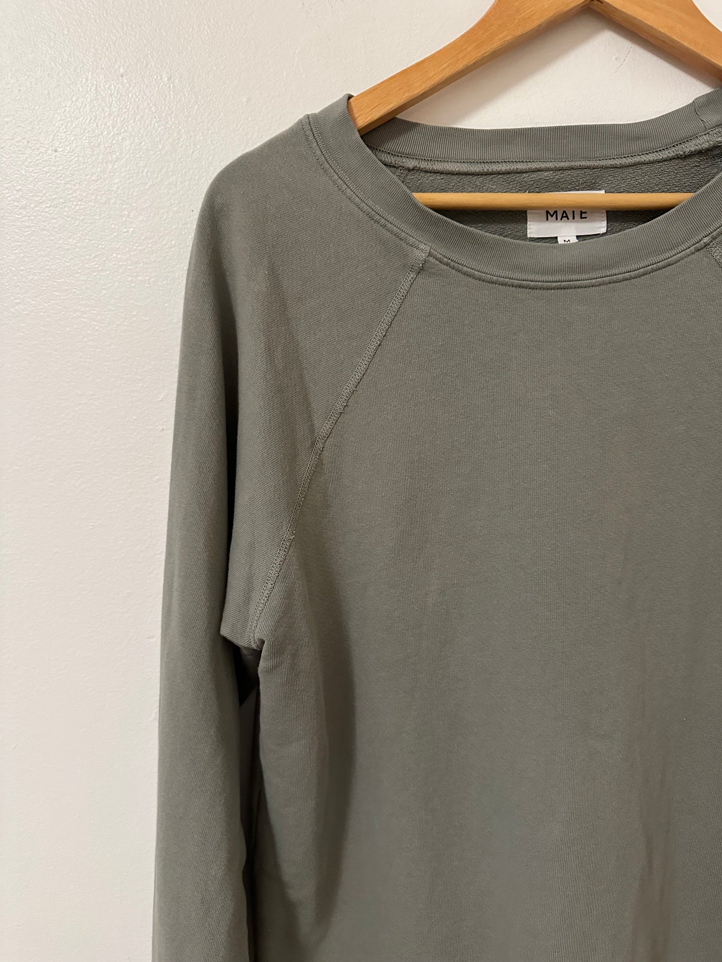 MATE The Label Olive Green Organic Lightweight Terry Raglan Sweatshirt - Medium