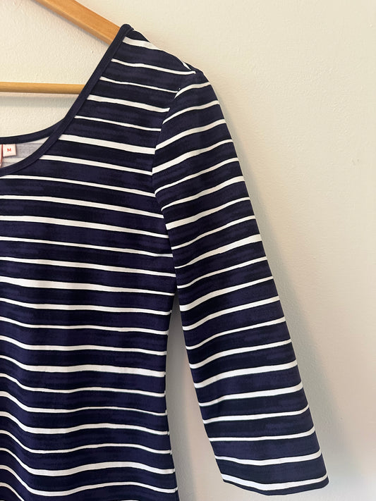 Persifor Navy and White Striped Dress -Size Medium