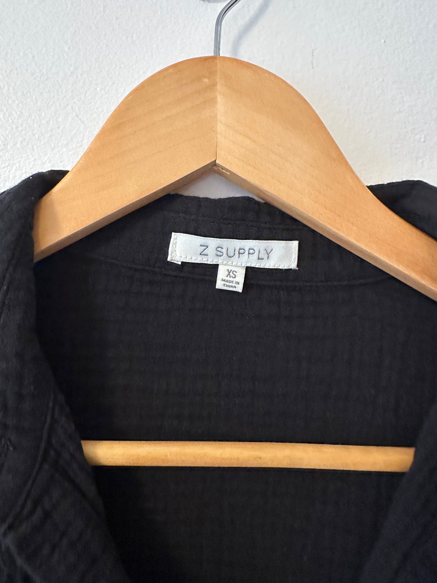 Z Supply Kaili Button Up Gauze Top in Black | Size XS