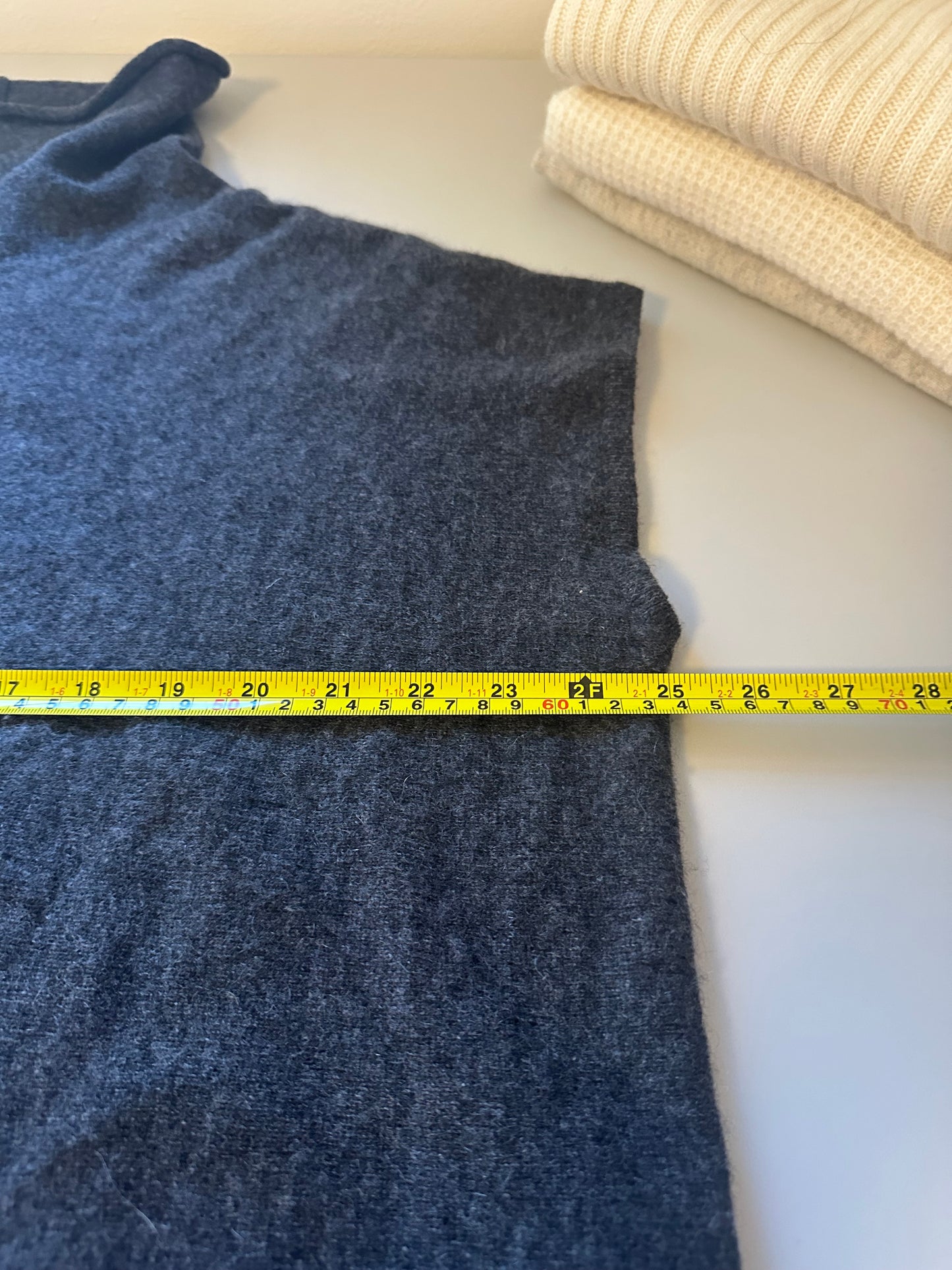 Anthropologie Cashmere Funnel Neck Sleeveless Dark Gray Knit Turtleneck | Size XS