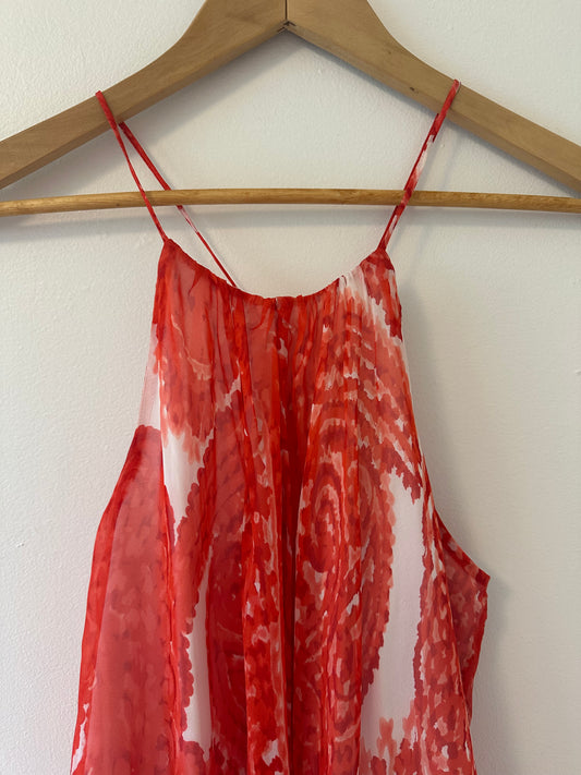 Milly Poppy Gathered Handkerchief Hem Tank Size 6