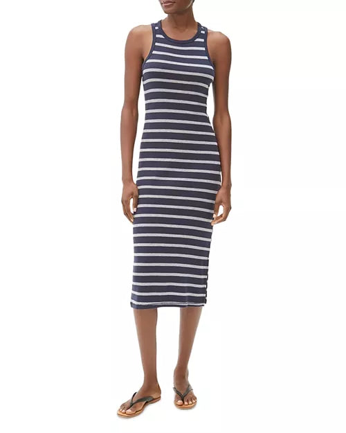 Michael Stars Ruby Dress in Striped Admiral Navy and Gray Size Large