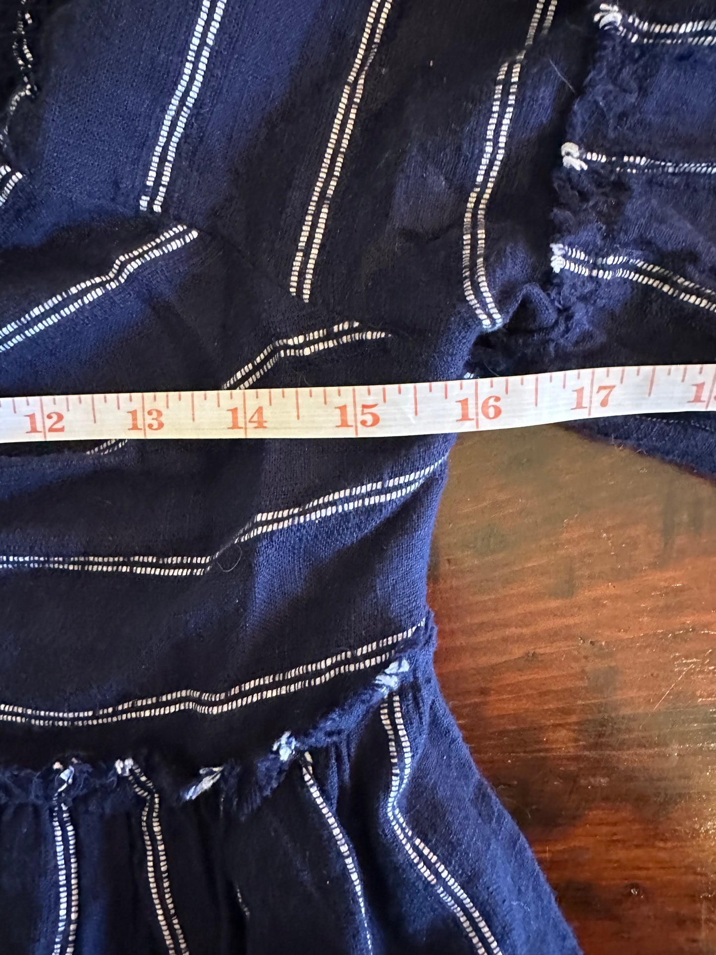 Free People Blue and White Stripe Peasant Blouse Size M