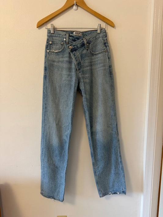 Agolde Light Blue Criss Cross Straight Leg Jeans | Size 23