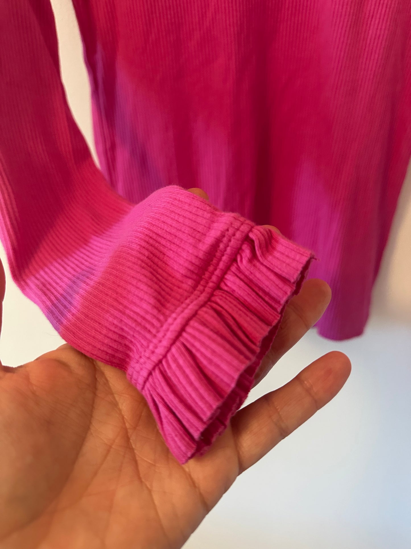 J. Crew - Vintage Rib Knit Pink Ruffled Neck Turtleneck Top | Size Small