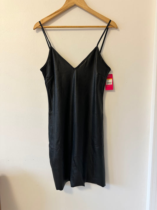 NWT Commando Vegan Faux Leather V-Neck Spaghetti Strap Slip Dress In Black | Size Small