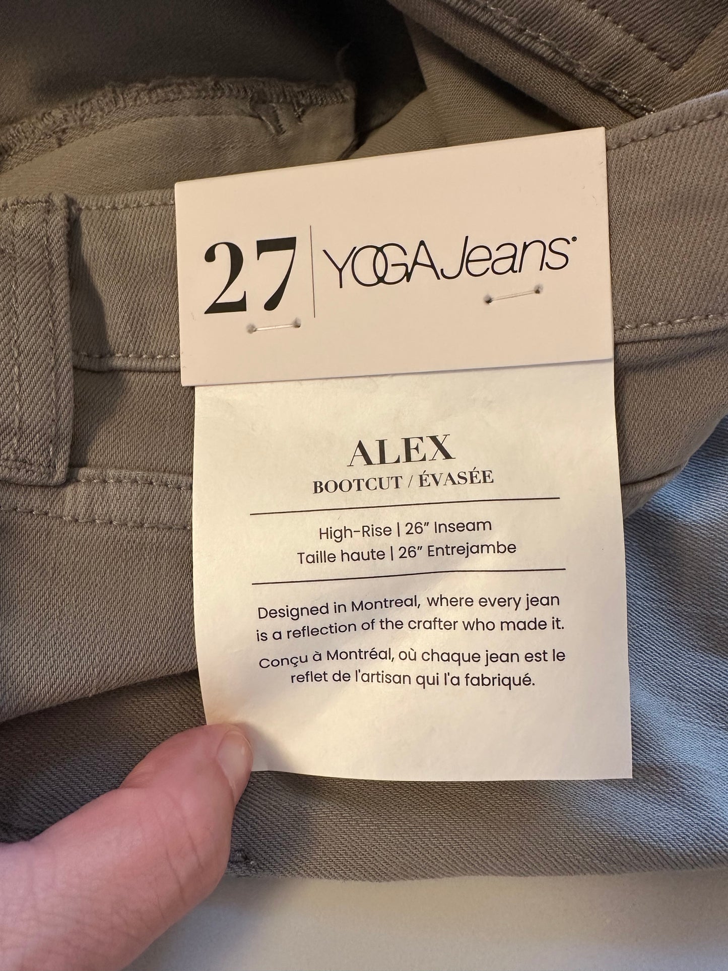 NWT Yoga Jeans Sage Green Flare Cropped Jeans | Size 27