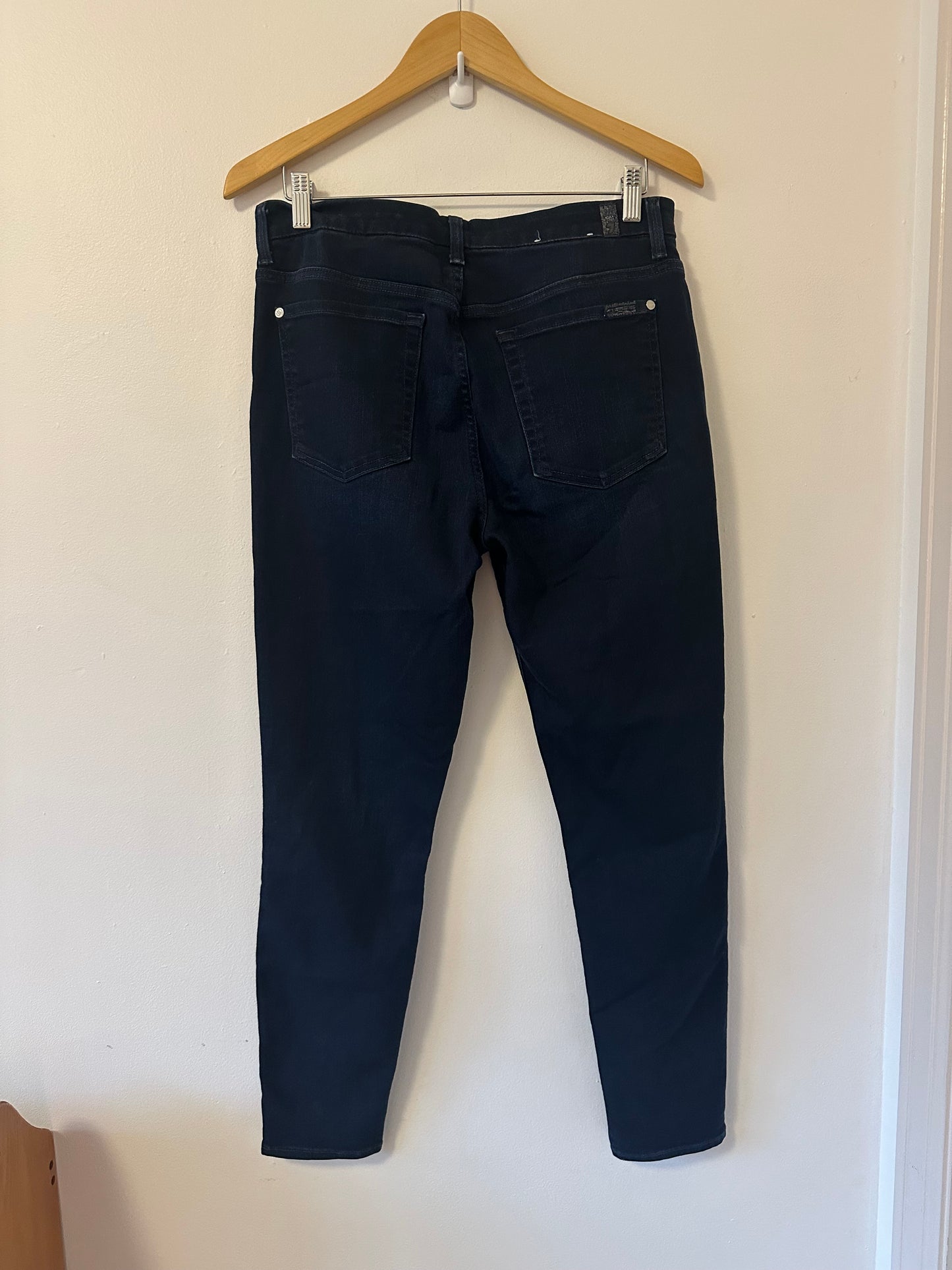 7 For All Mankind High Waist Deep Indigo Blue Skinny Ankle Jeans | Size 31