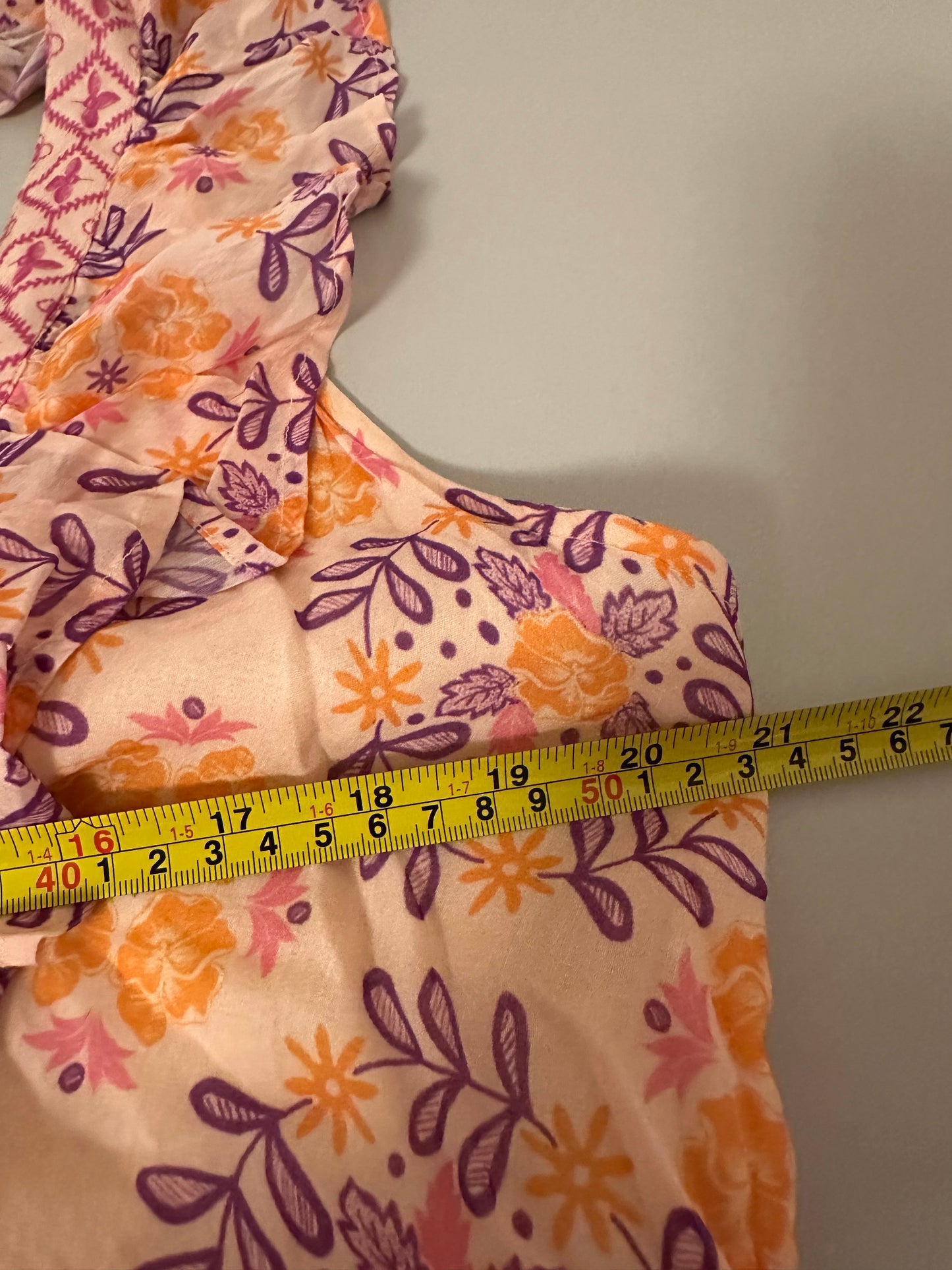 Oliphant Ruffle V-Neck Purple and Orange Floral Maxi Dress | Size 2XL