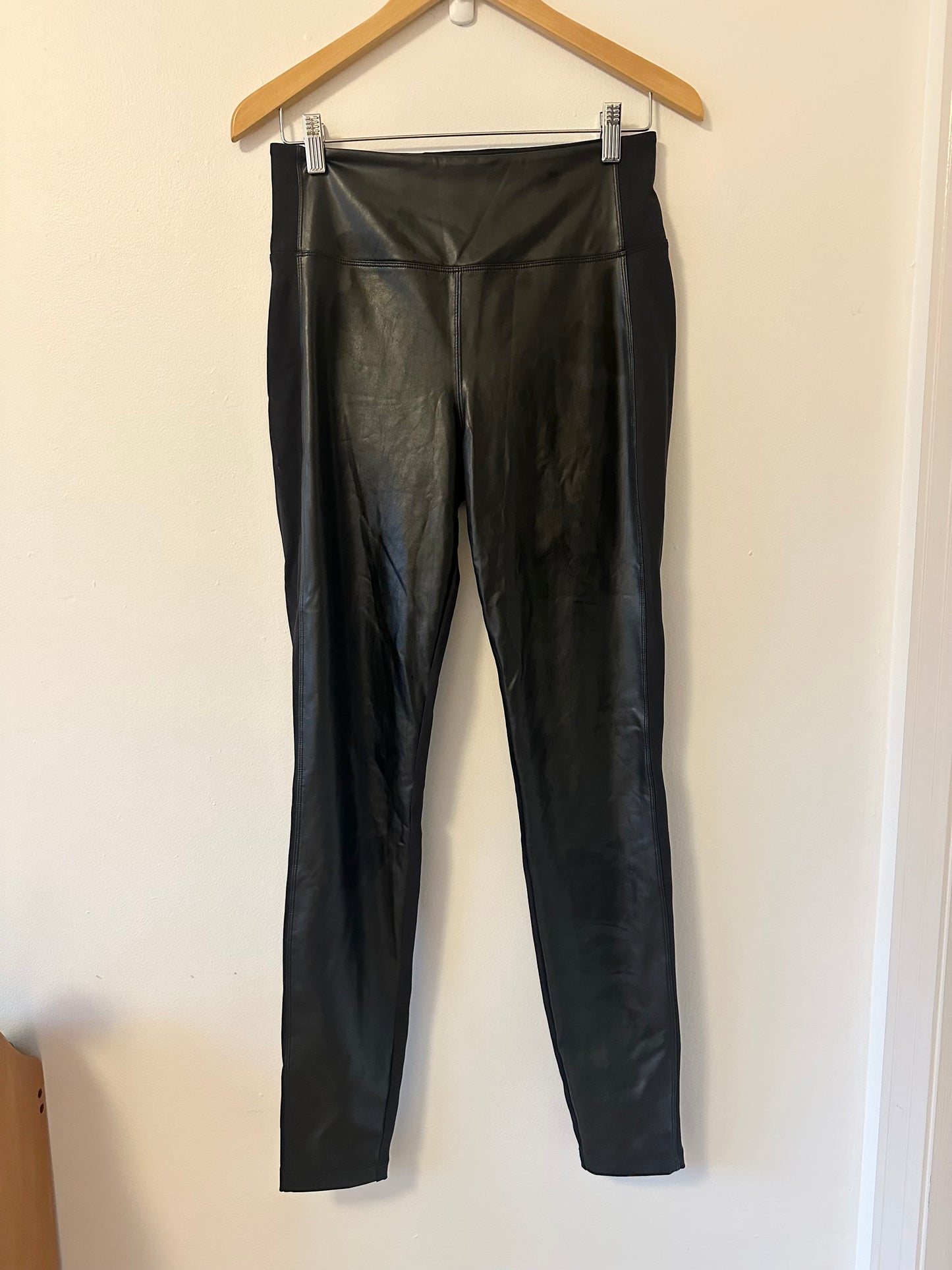 Athleta Delancey Shine Black Faux Leather Leggings | Size Medium Tall
