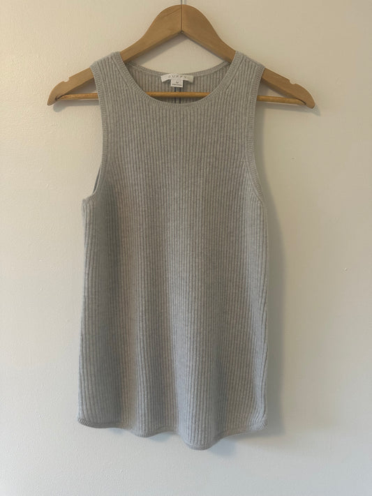 Duffy Cashmere Gray Ribbed Sleeveless Top Size Medium