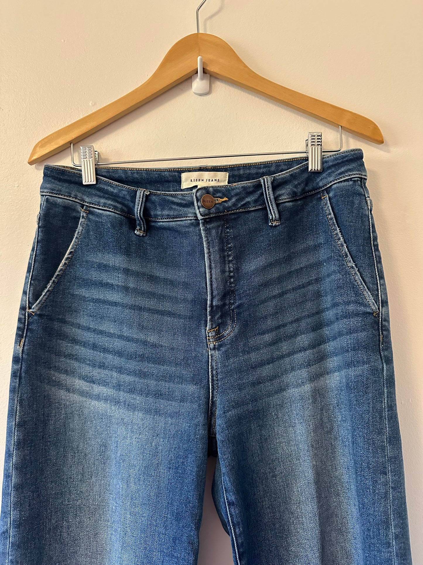 Risen Wide Leg Stretch Slant Pocket Jeans | Size 31