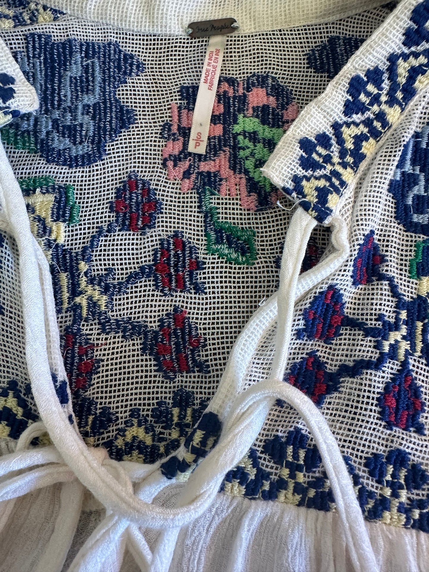 Free People Embroidered Cream Women's Top Size S