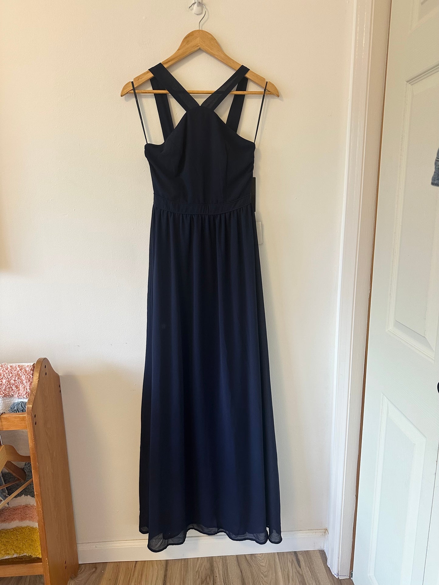 NWT Lulus Air of Romance Navy Blue Maxi Dress | Size Small