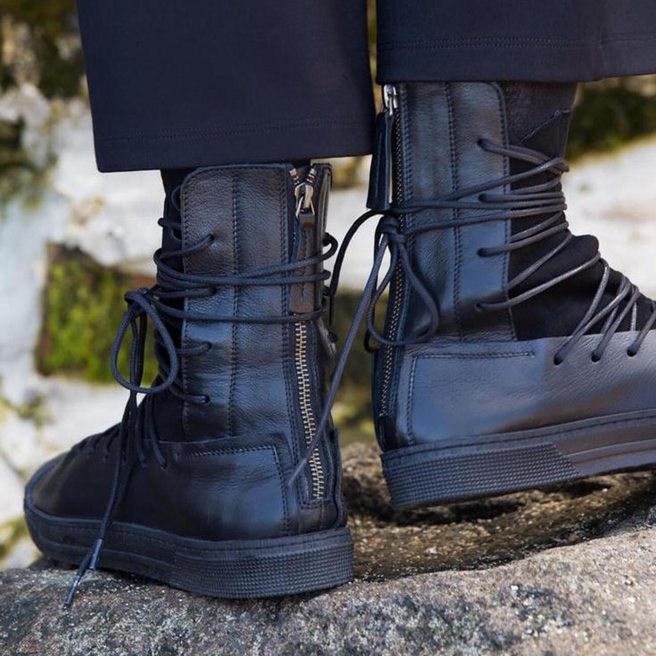 Marcella NYC - Alicia Black Lace-Up Women's Boots with Sneaker Sole and Zipper | Size 8