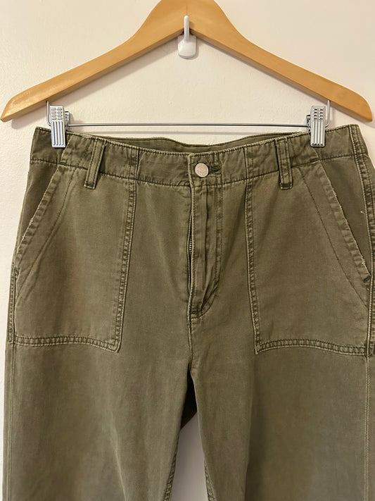 Socialite Austin Olive Green Boyfriend Straight Leg Cropped Pants | Size 29