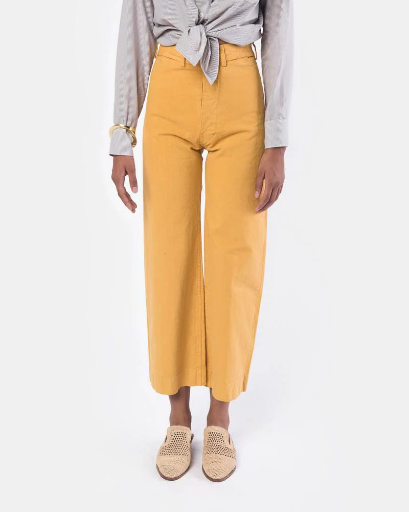 Jesse Kamm Mustard Yellow Wide-Leg Sailor Pants Size 8