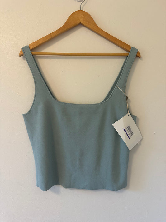NWT Vince Square Neck Tank Top Stretch in Light Blue - Size XL