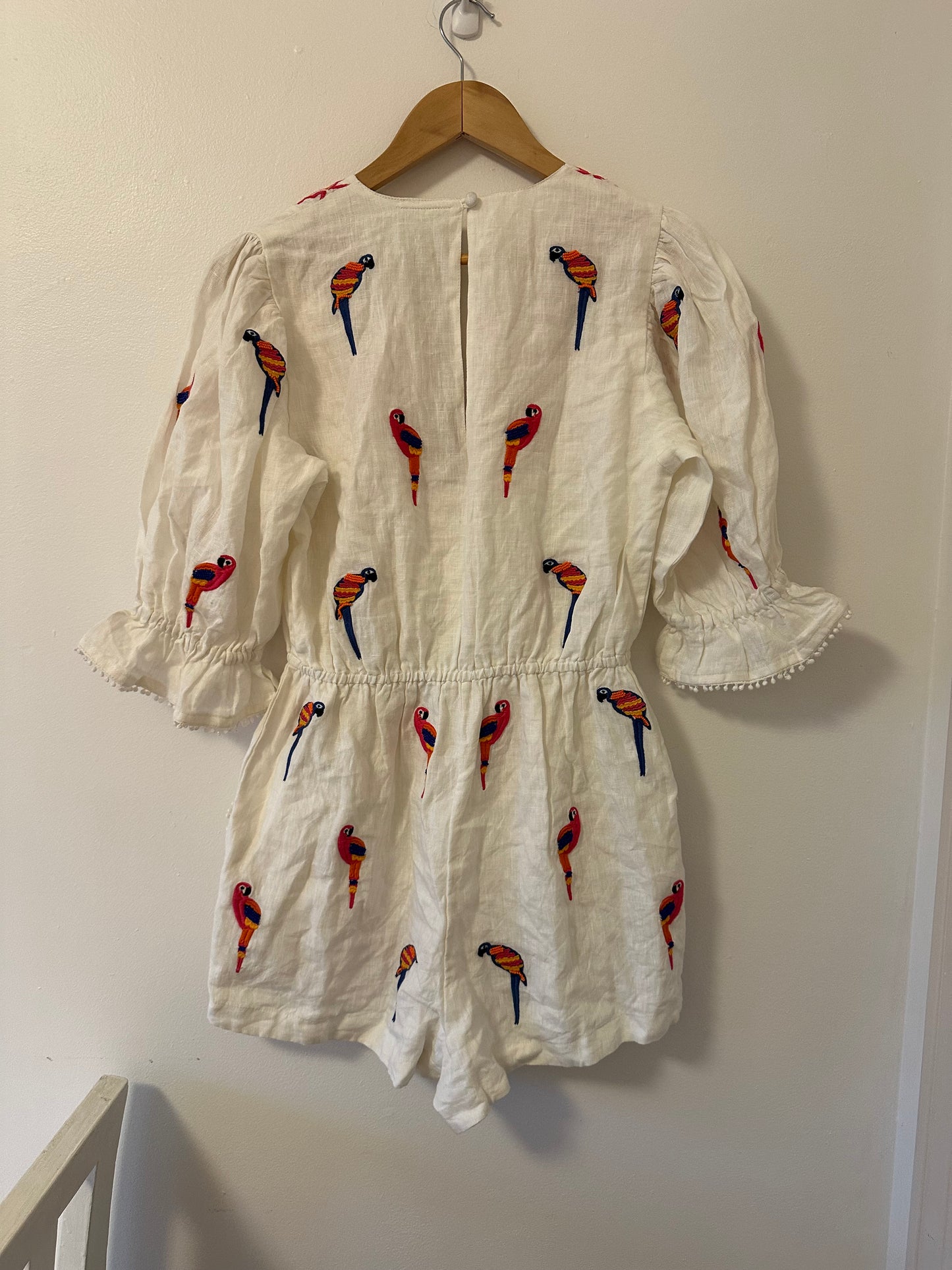 NWT FARM Rio Mini Macaw Embroidered Jumpsuit in Multi -Size S