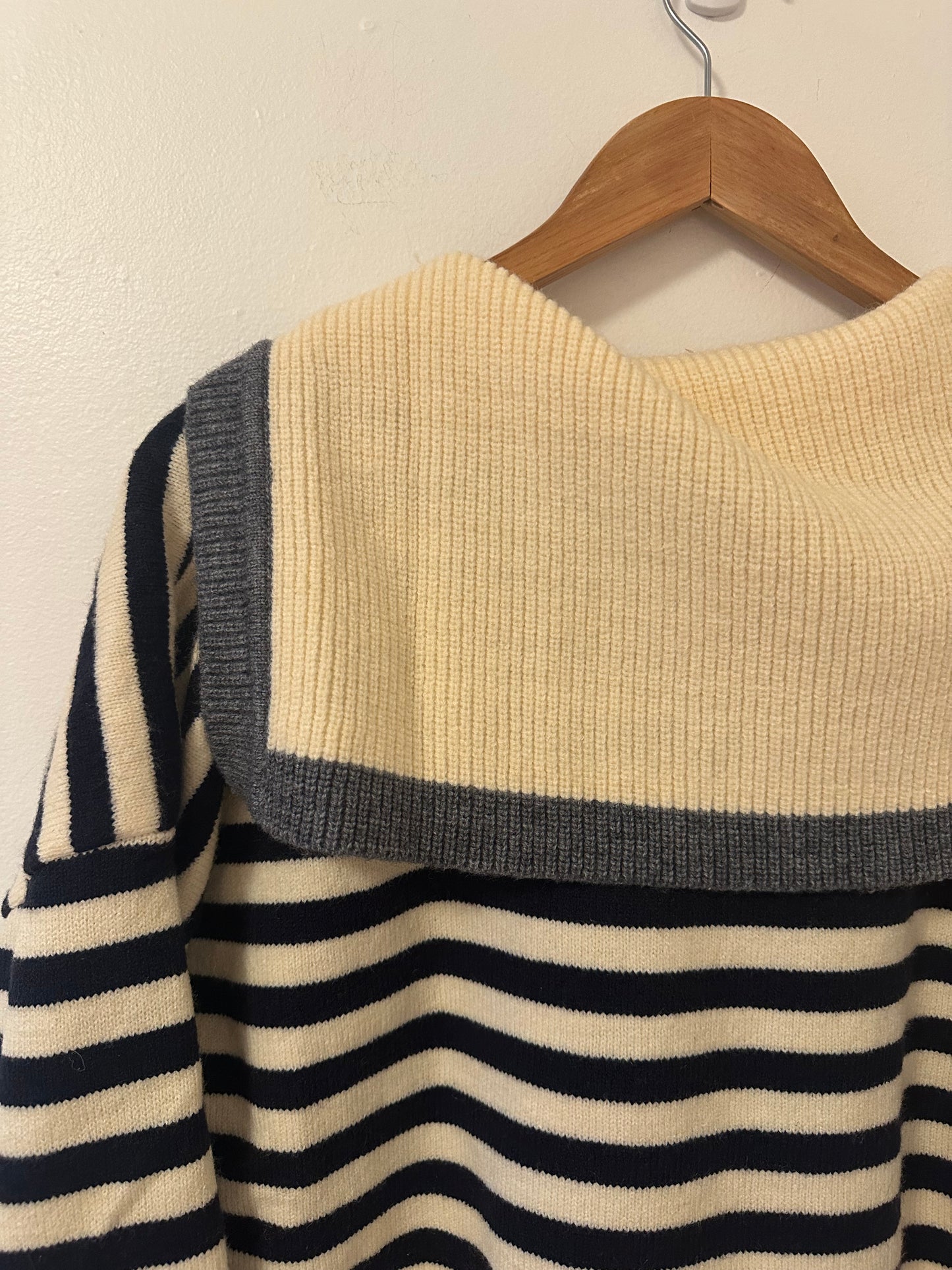 NWT Miou Muse Sailor Collar Striped Cardigan Sweater | Size Medium