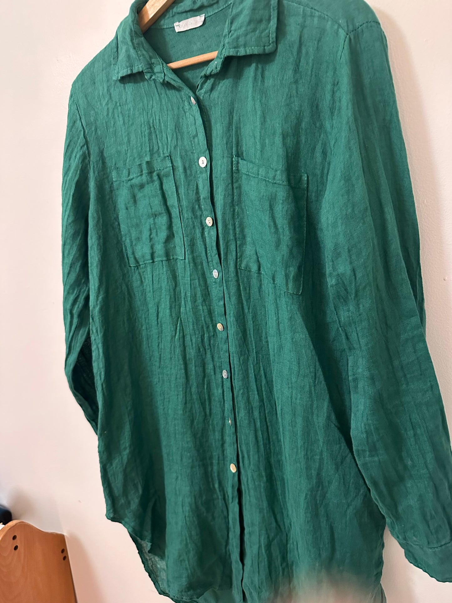 Made In Italy Oversized Linen Tunic Shirt Dress | Size Medium