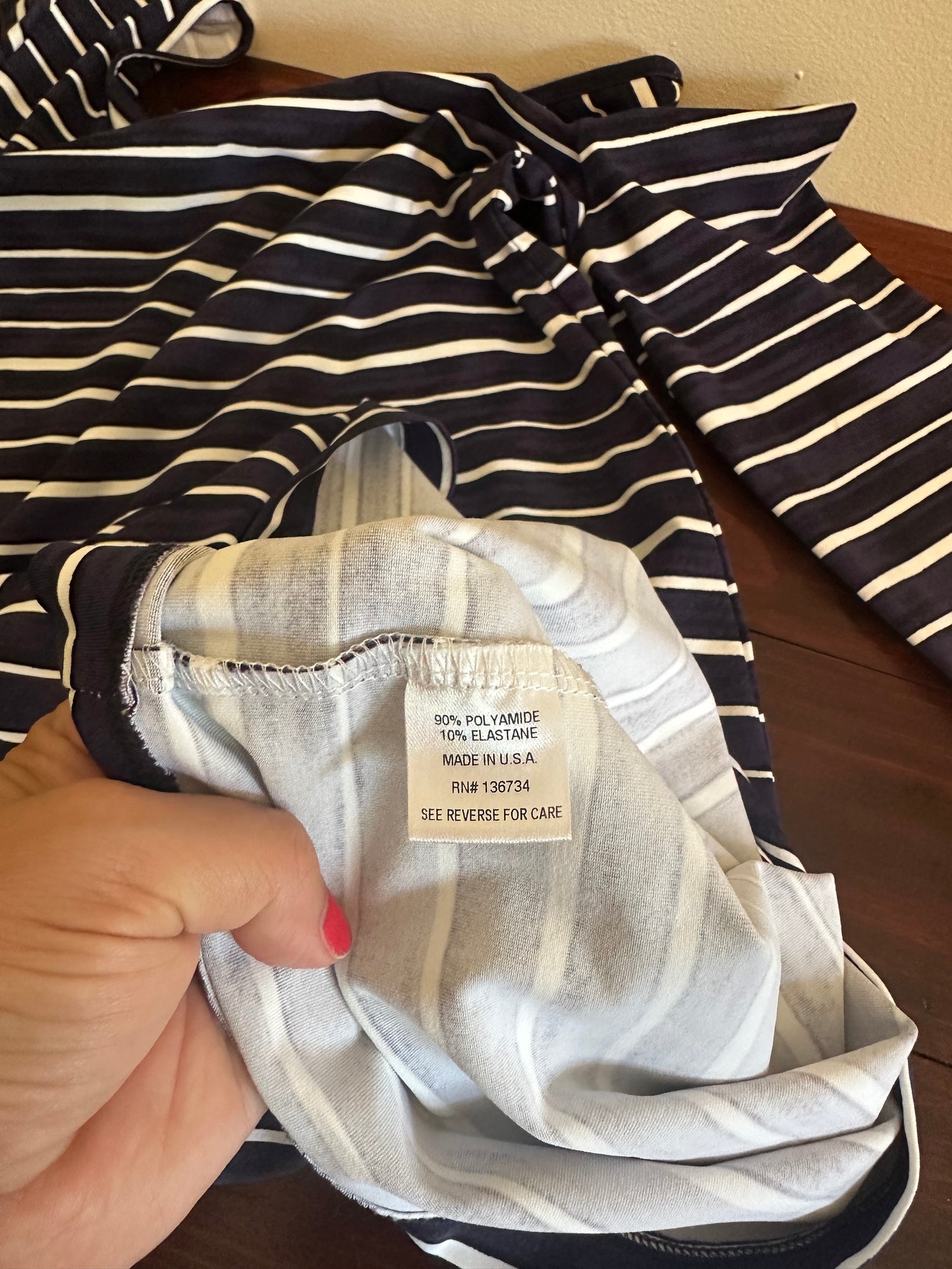 Persifor Navy and White Striped Dress -Size Medium