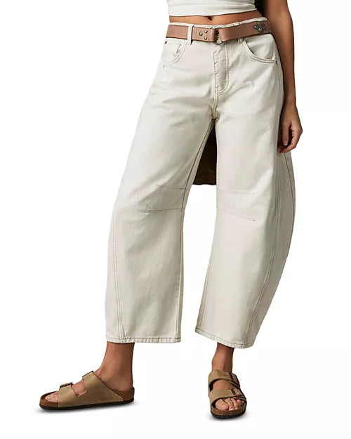 NWT We The Free Good Luck Mid Rise Barrel Jeans in Milk Size 27 Short