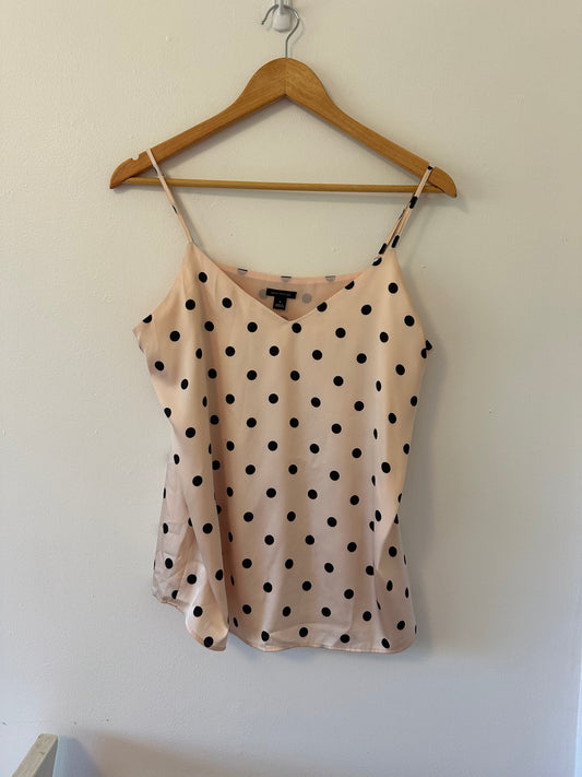 Ann Taylor Polka Dot Spaghetti Strap Top - Pink and Black in Size Medium