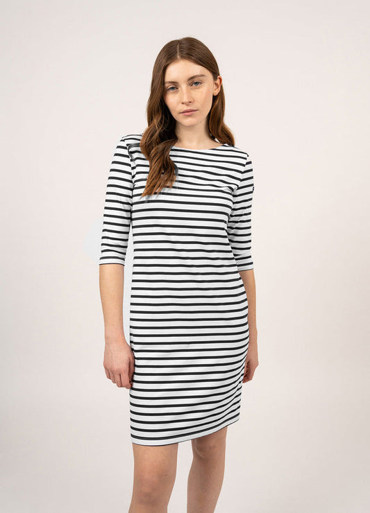 Saint James Propriano Form-Fitting Nautical Stripe Dress - Size 8