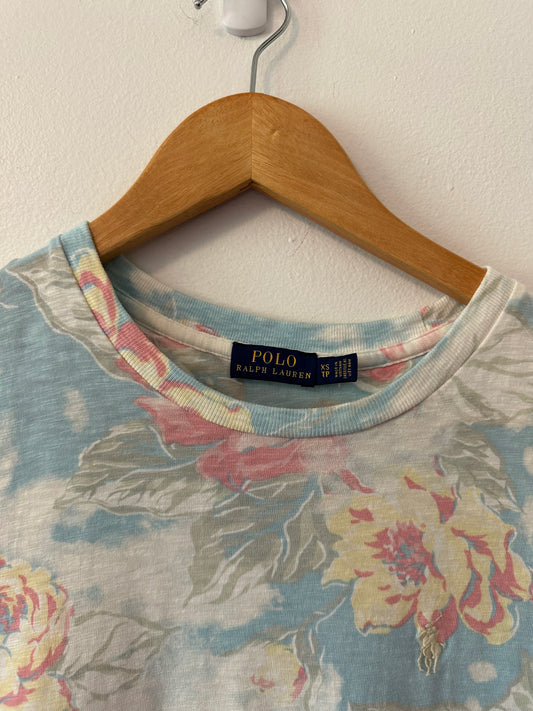Polo Ralph Lauren Floral Cotton Mini Dress in Blue and Pink | Size XS