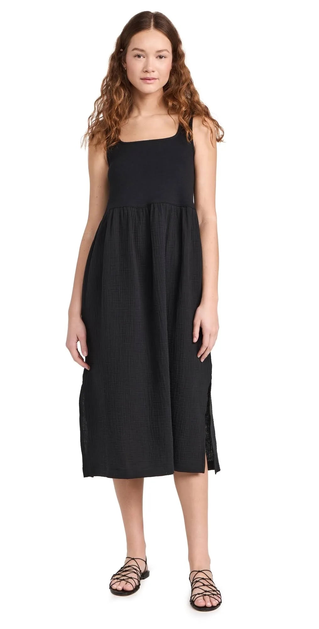 Madewell Mixed Media Tank Dress in Black - Size Medium