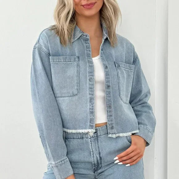 Kut From The Kloth Stormi Light Blue Denim Shirt Jacket Size Medium