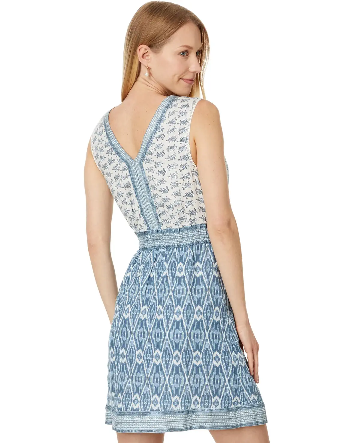 NWT Faherty Macey Blue and White Sleeveless Linen Dress | Size XL