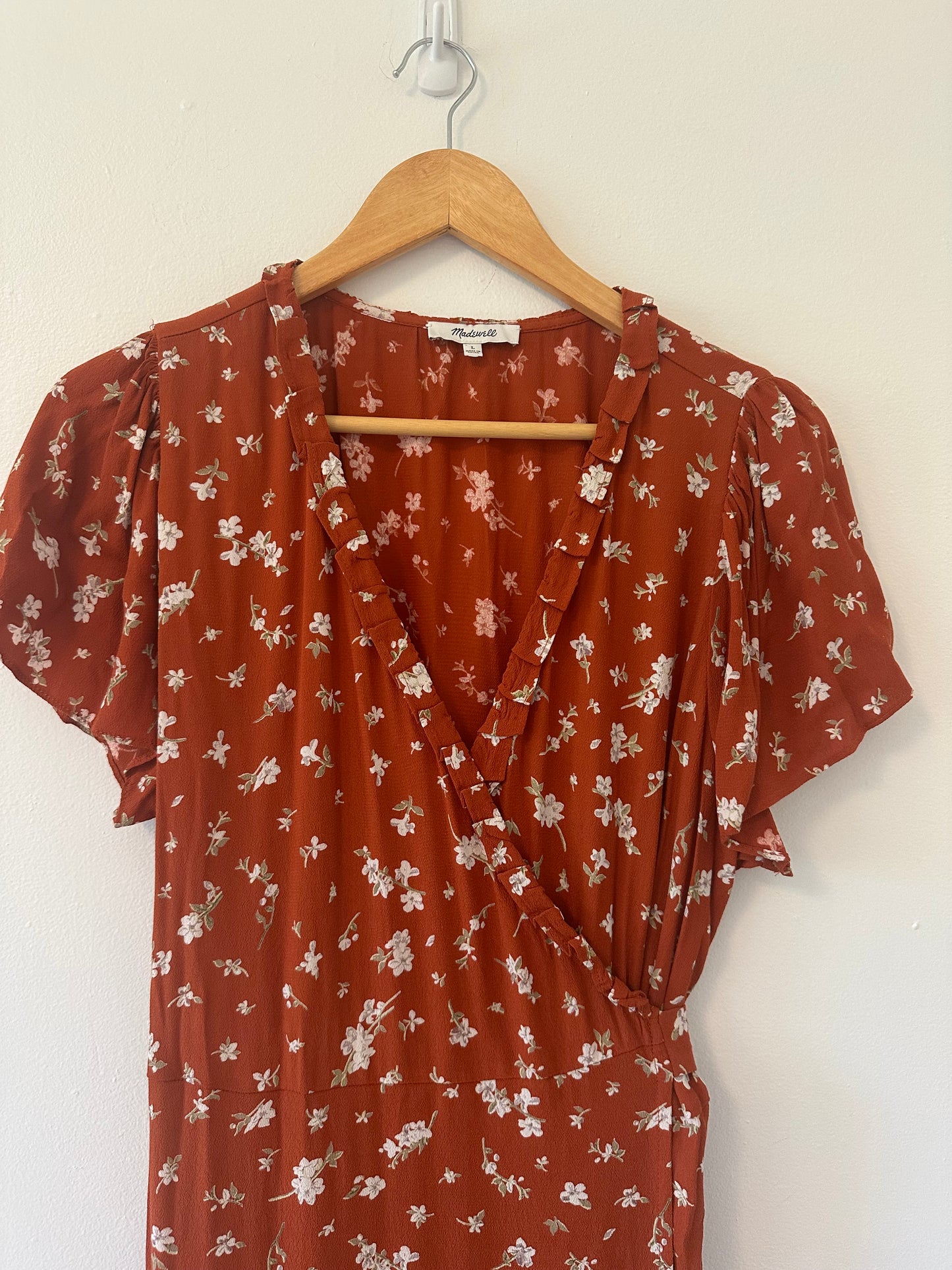 Madewell Ruffle Wrap Dress in Candied Orchid - Size Large