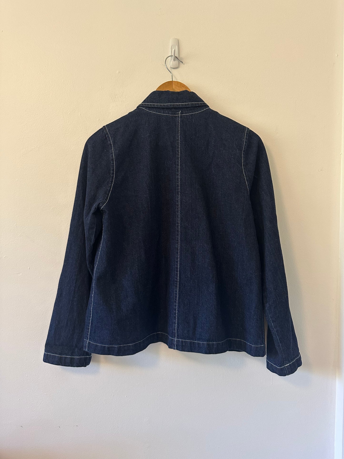 Hey Gang Denim Chore Jacket with Peter Pan Collar in Cotton | Size 1