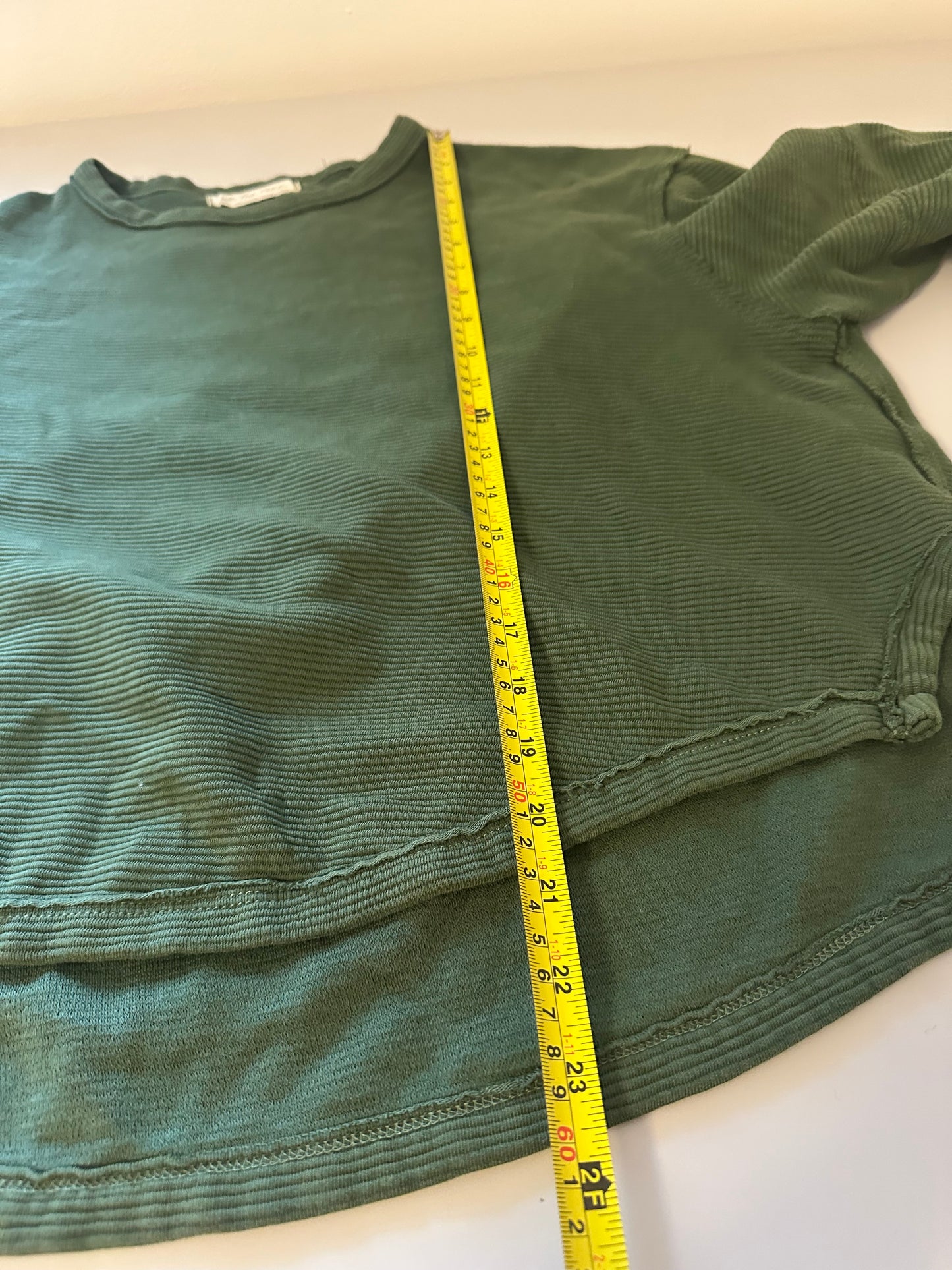 We The Free Total Eclipse Long Sleeve Ribbed Oversized Tee in Green | Size XS