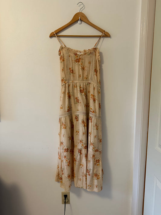 Mine - Floral Beige Maxi Dress | Size Small