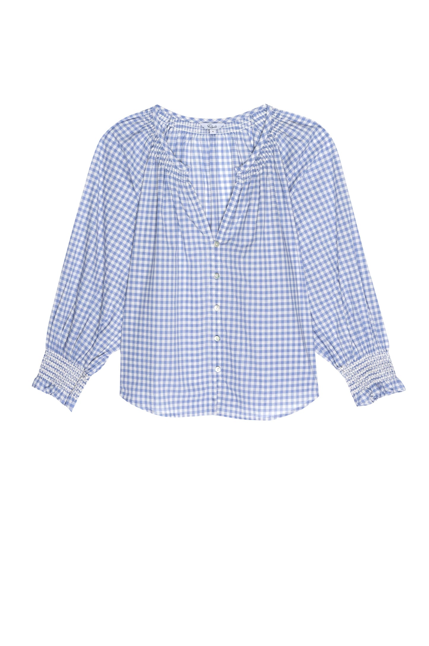 Rails Mariah Gingham Smocked Cotton Blouse in Carolina Gingham Size XS