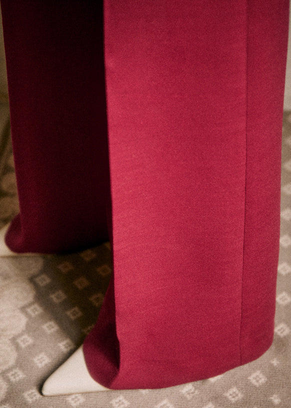 Sezane Marino Trousers in Burgundy - Size 40