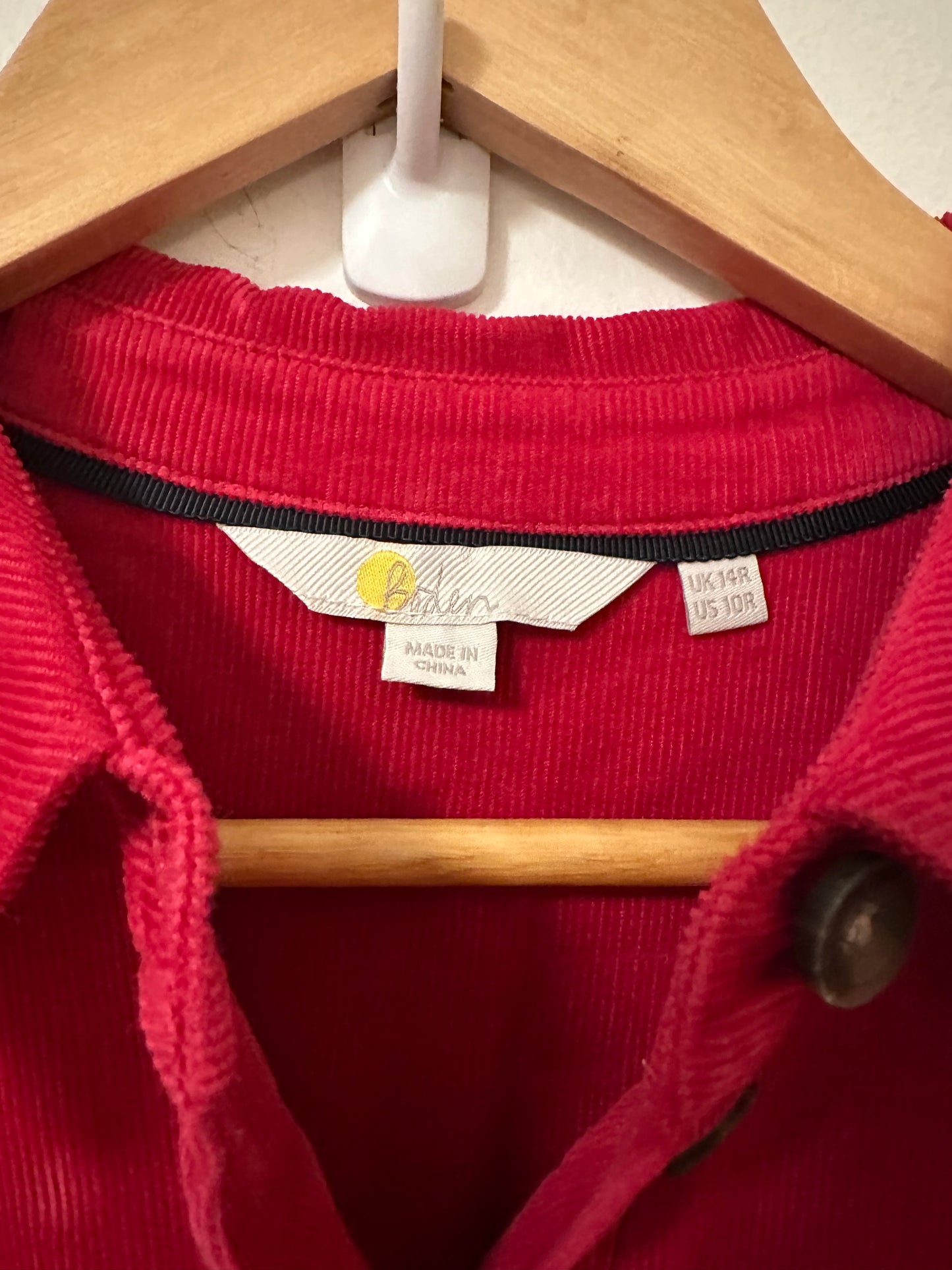 Boden Clara Corduroy Red Long Sleeve Belted Midi Dress | Size 10