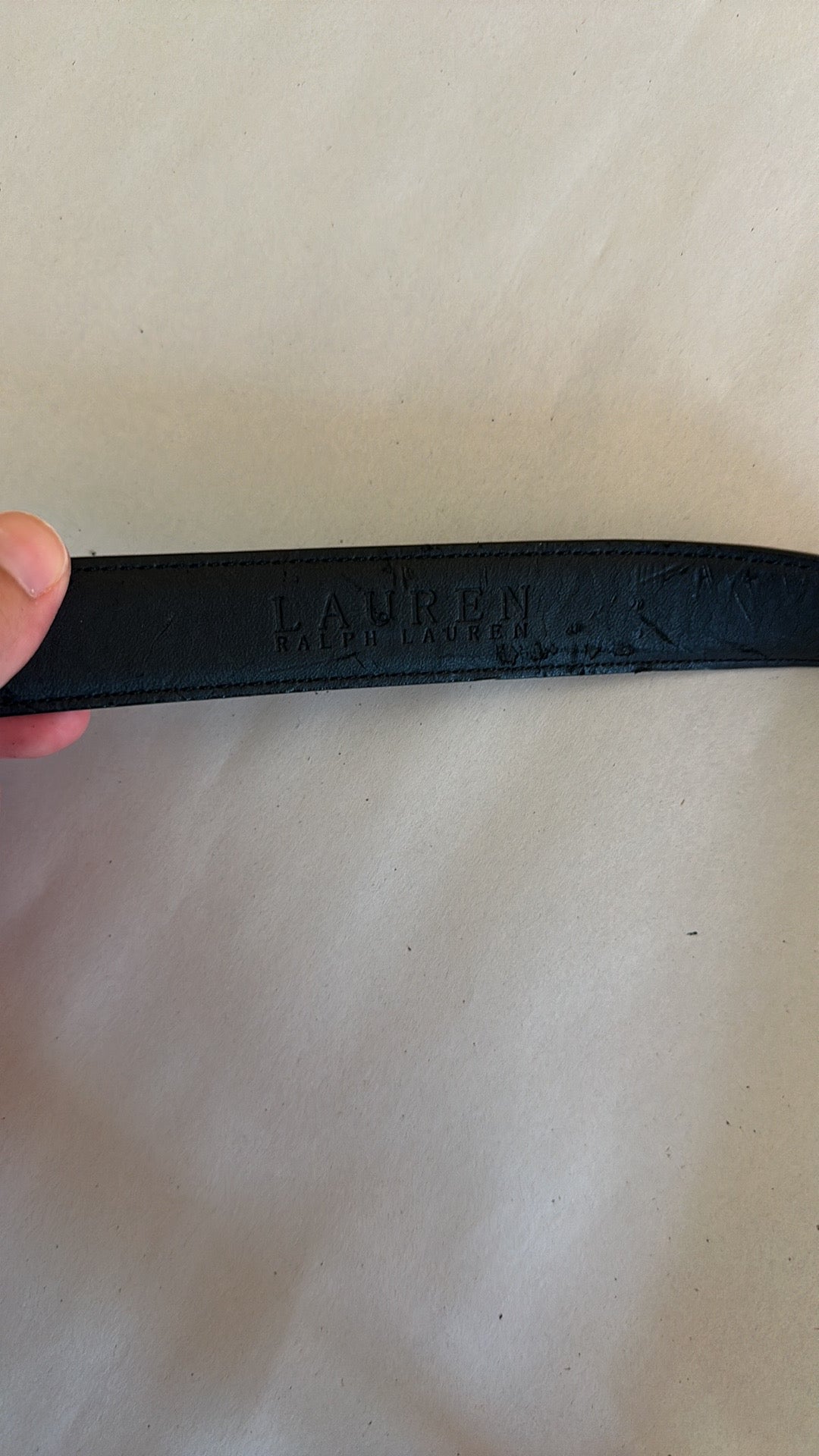 Ralph Lauren Black Patent Belt with Gold Hardware