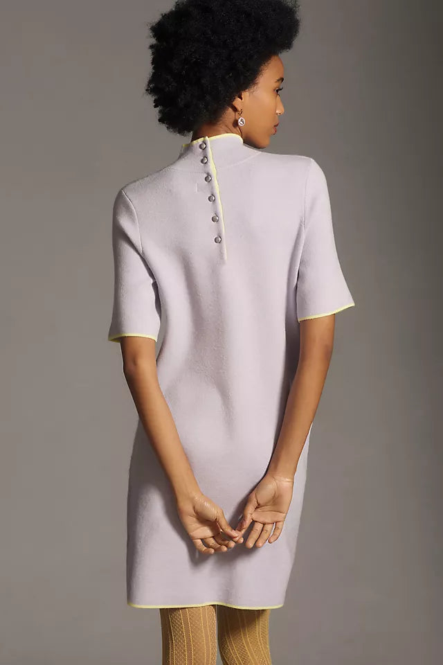 Maeve The Annalise Mock-neck Mini Jumper Dress in Lavender | Size Medium