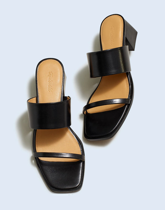 Madewell Roni Keira Block Heel Sandal in Black Leather - Size 9.5