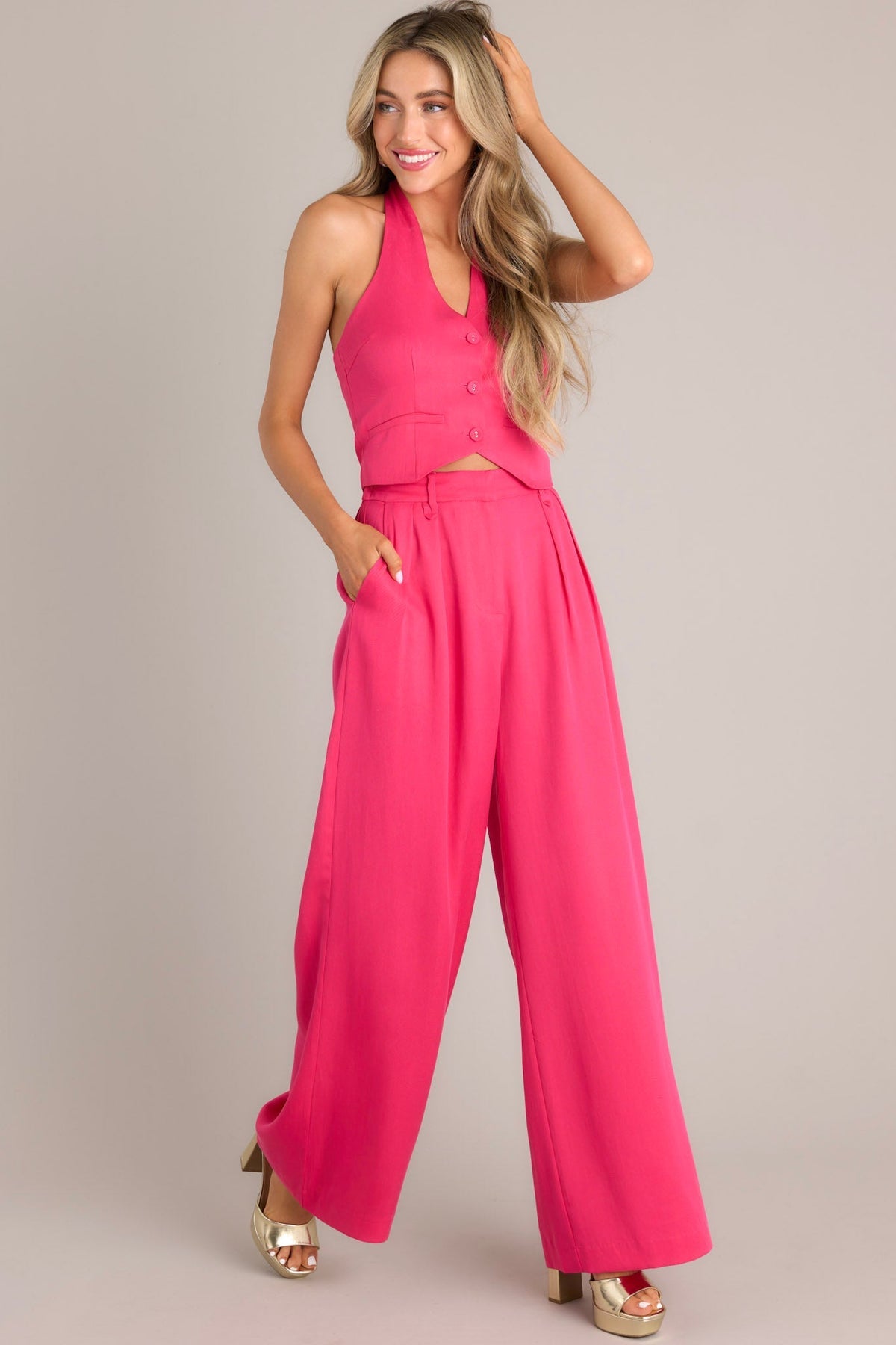 MINKPINK Fabella Wide Leg Pants in Pink- Size Medium