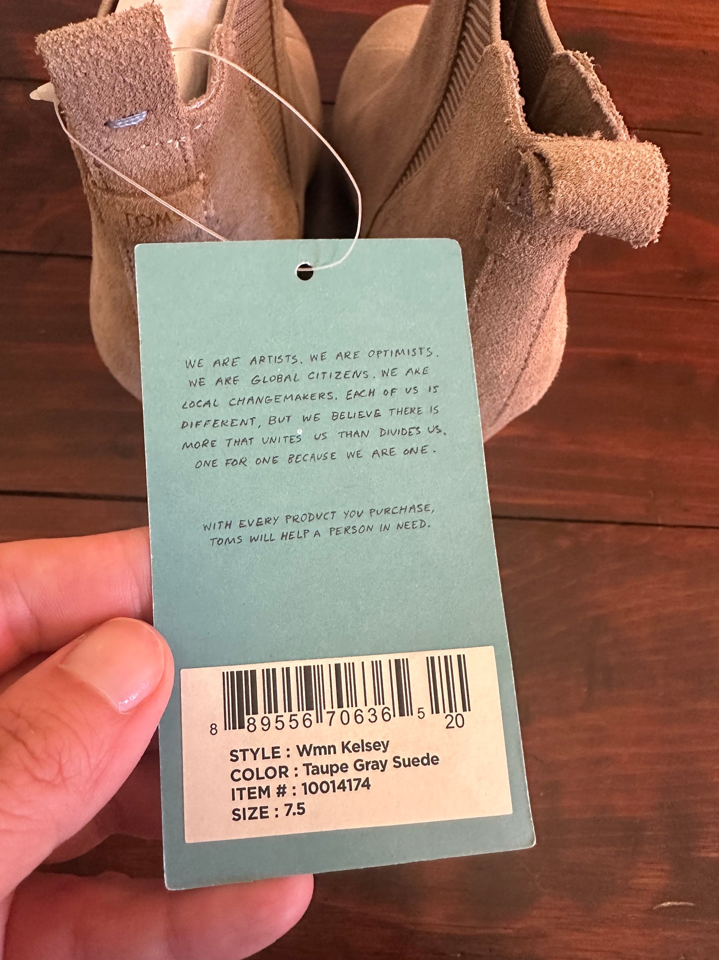 NWT TOMS Kelsey Suede Wedge Ankle Boots - Tan Size 7.5