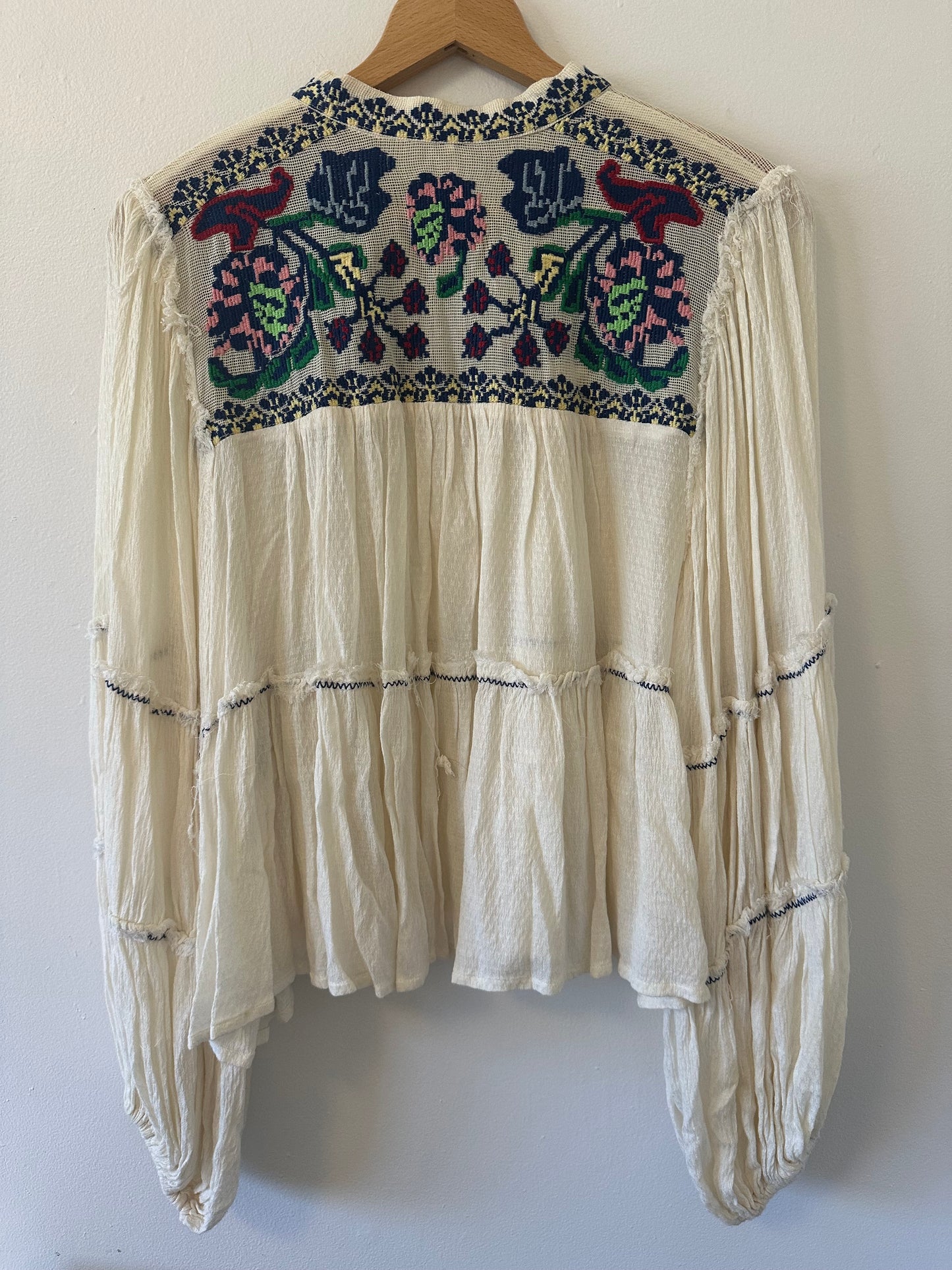 Free People Embroidered Cream Women's Top Size S