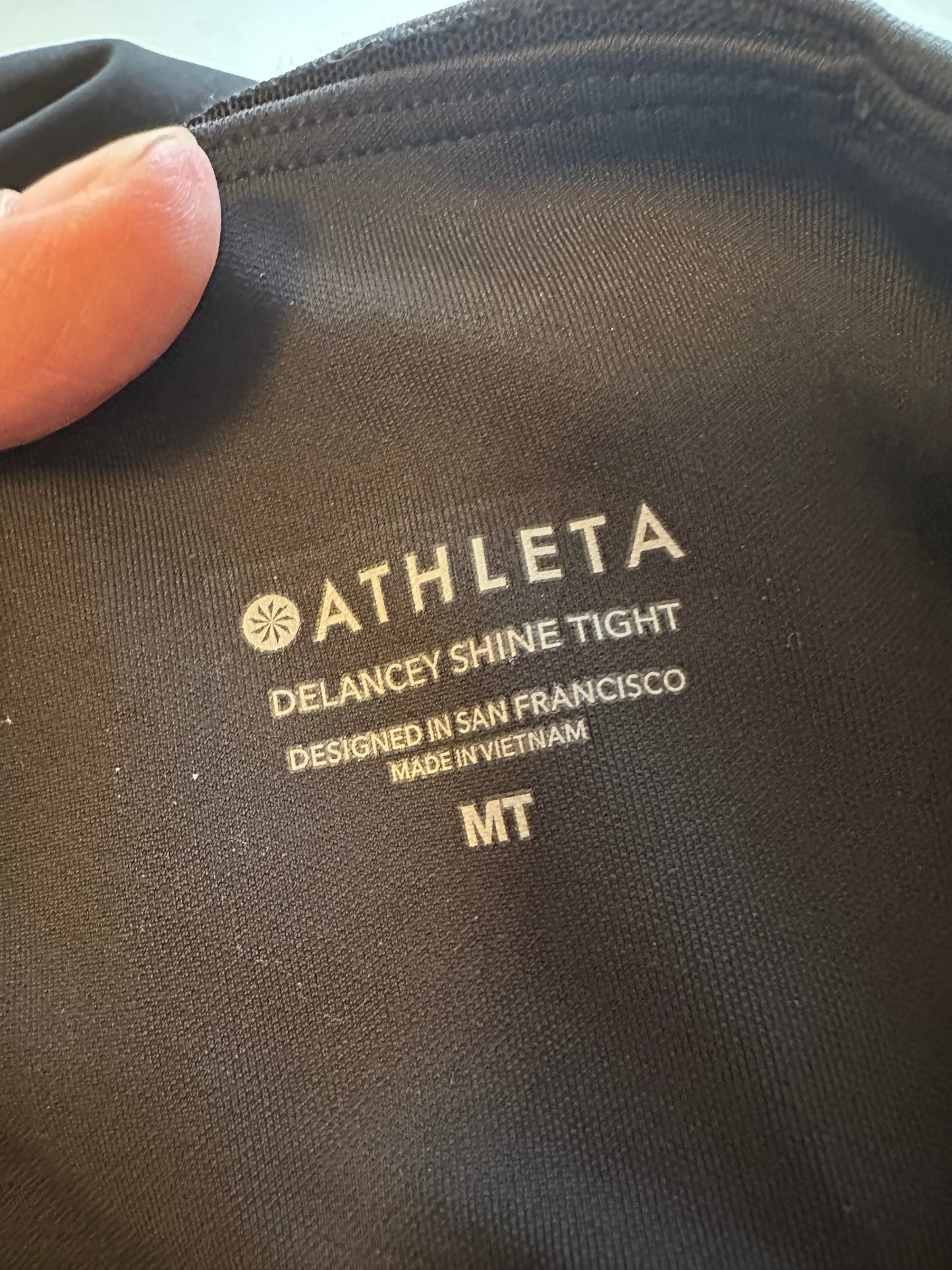 Athleta Delancey Shine Black Faux Leather Leggings | Size Medium Tall
