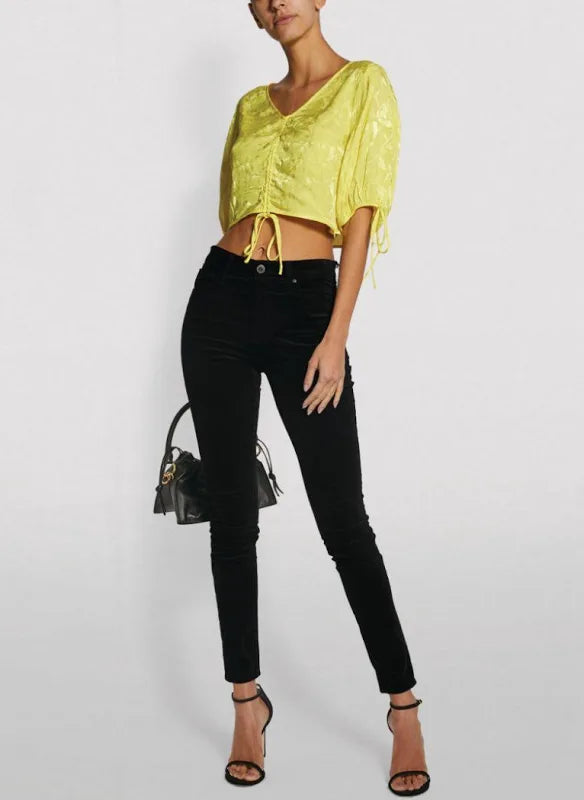 AG Women's Farrah High-Rise Velvet Skinny Jeans in Black - Size 30