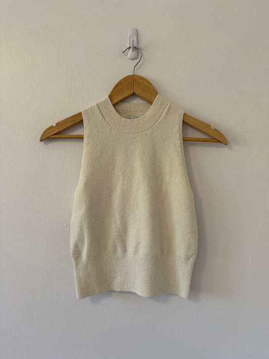 NWT Simkhai Tatyana Cream Sleeveless Knit Cropped Top | Size Small